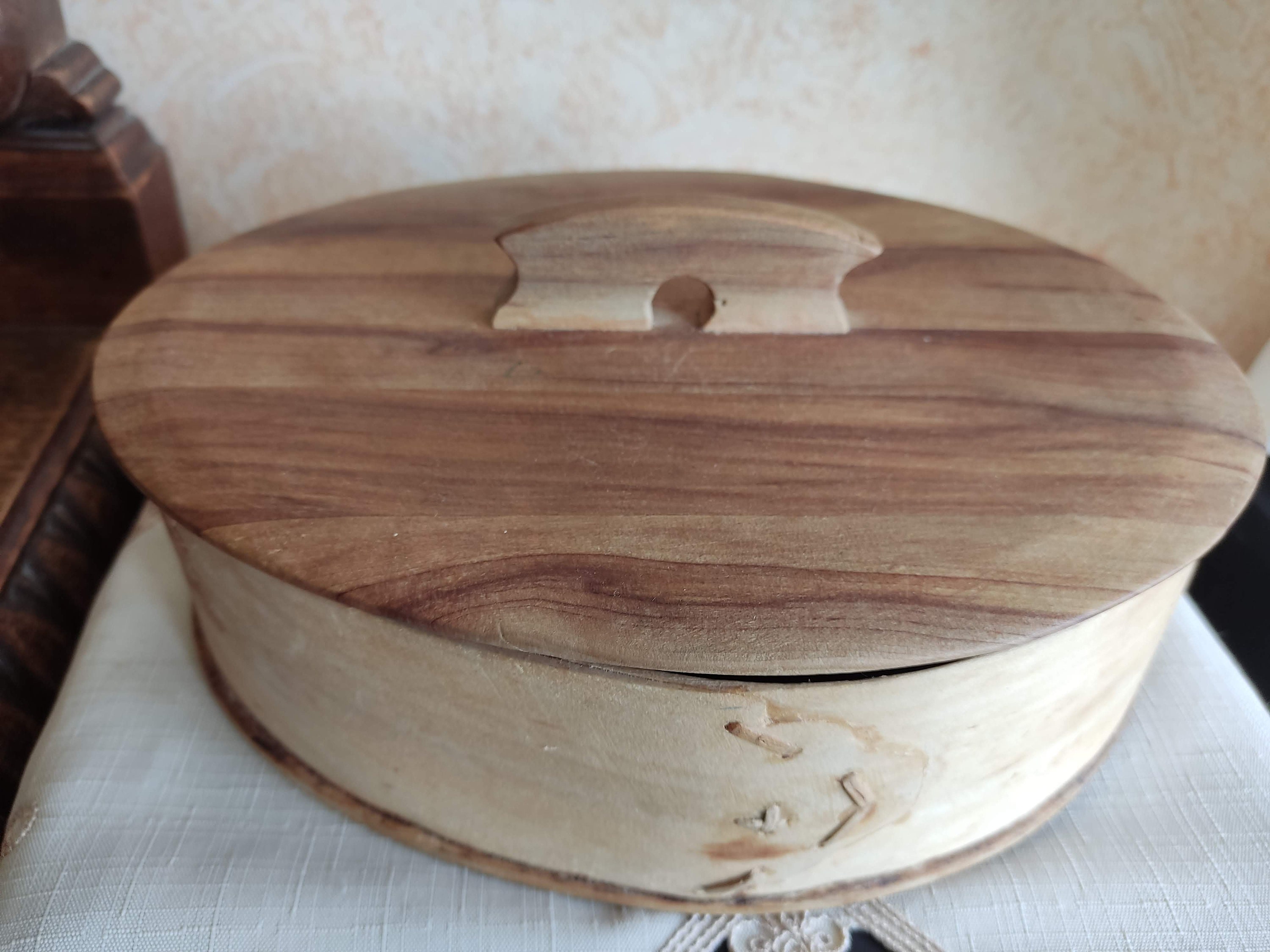 Vintage Svepask Box Bent Birch Bark Snuff Box, Swedish Folk Art 1970s