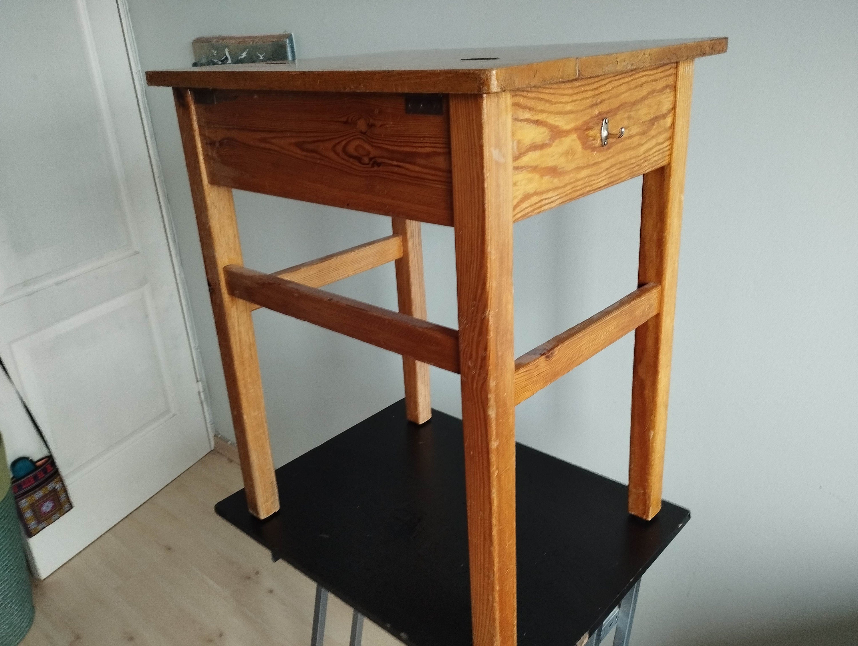 old  1940s. Swedish wooden handmade vintage school desk.