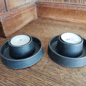 Pair of TEA LIGHT Candle Holders / cast iron Rustic Vintage old  English Farmhouse Country Cottage Antique Iron