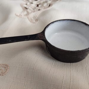 Vintage Mini Doll House Miniature Heavy Cast Iron Pot Skillet Enamel inside