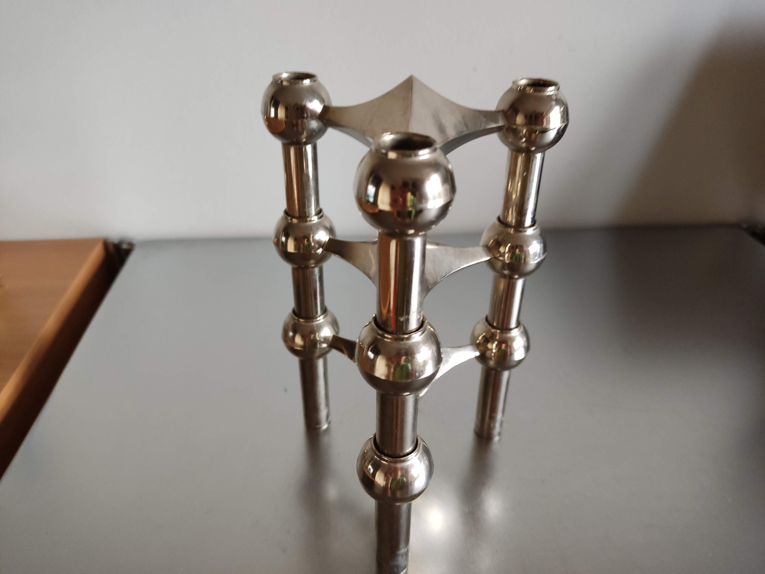 Set of 3 Candlesticks Fritz Nagel & Caesar Stoffi Design Atomic, Space