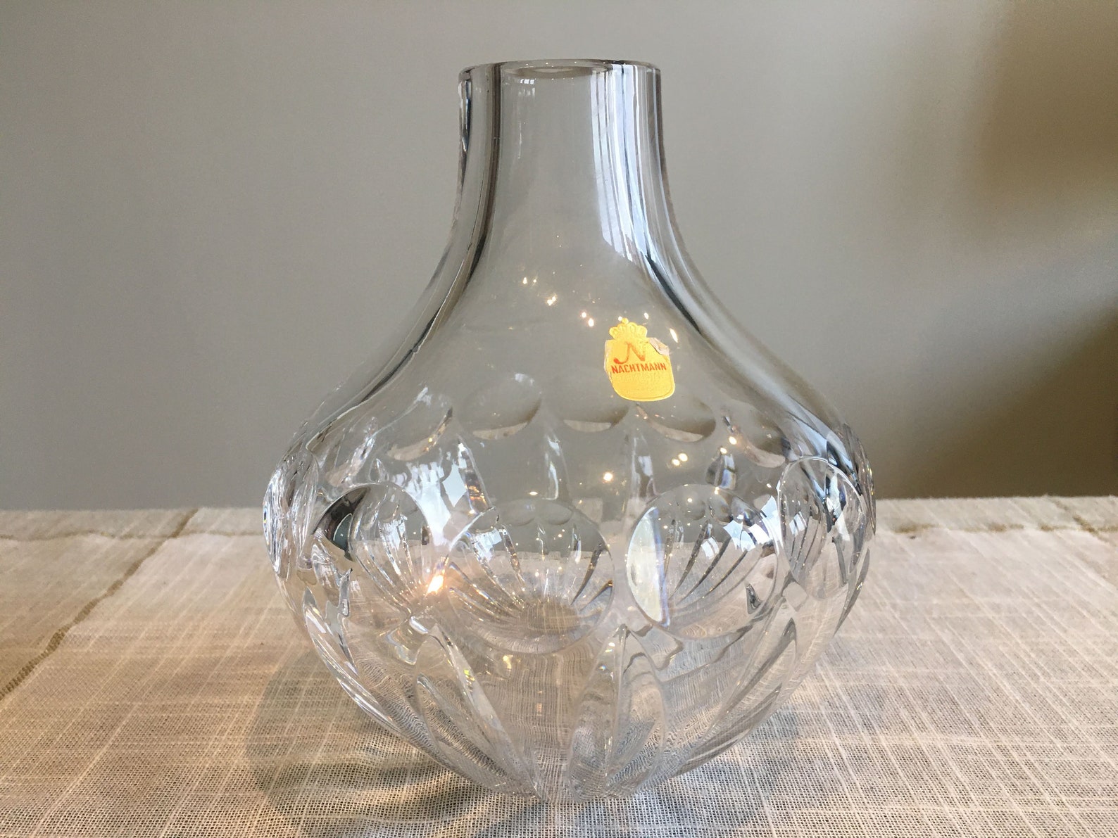 Crystal Vase, Nachtmann Bleikristall Germany Art Glass Flower Vase