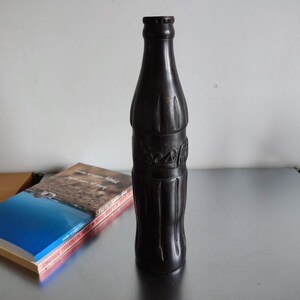 Vintage Carved Wood Coca-Cola Bottle Solid Ebony Coke Collectible Heavy Handcrafted Folk Art Bar Decor Gift for Soda Memorabilia Fans