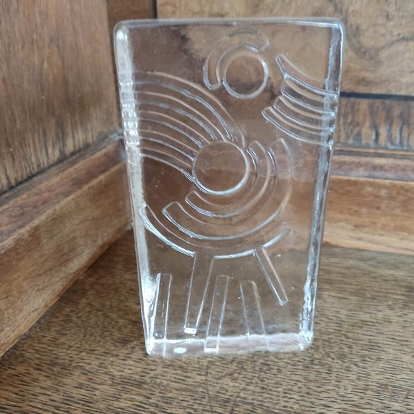 Vintage Bird Duck Glass Block Large Clear Paperweight Langskip Art Glass Possibly Uno Westerberg Pukeberg Glasbruk Nybro Sweden