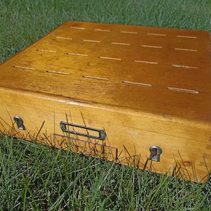 vintage rare Swedish  bank office wooden coin box Sparbanken Alingsas