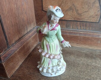 Vintage Japan handpainted figurine porcelain victorian Lady Unique Rare  Woman Victorian Statue Made in Japan