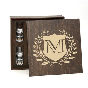 Custom Shot Glasses Set in Wooden Box, Birthday Present, Unique Gift ...