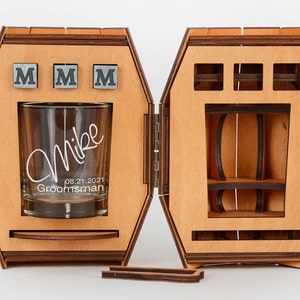 Groomsmen Gifts Personalized Whiskey Glasses in Wooden Barrel Groomsmen Proposal, Best Man Gift, Officiant, Usher Gift, Gift for Groomsmen image 4