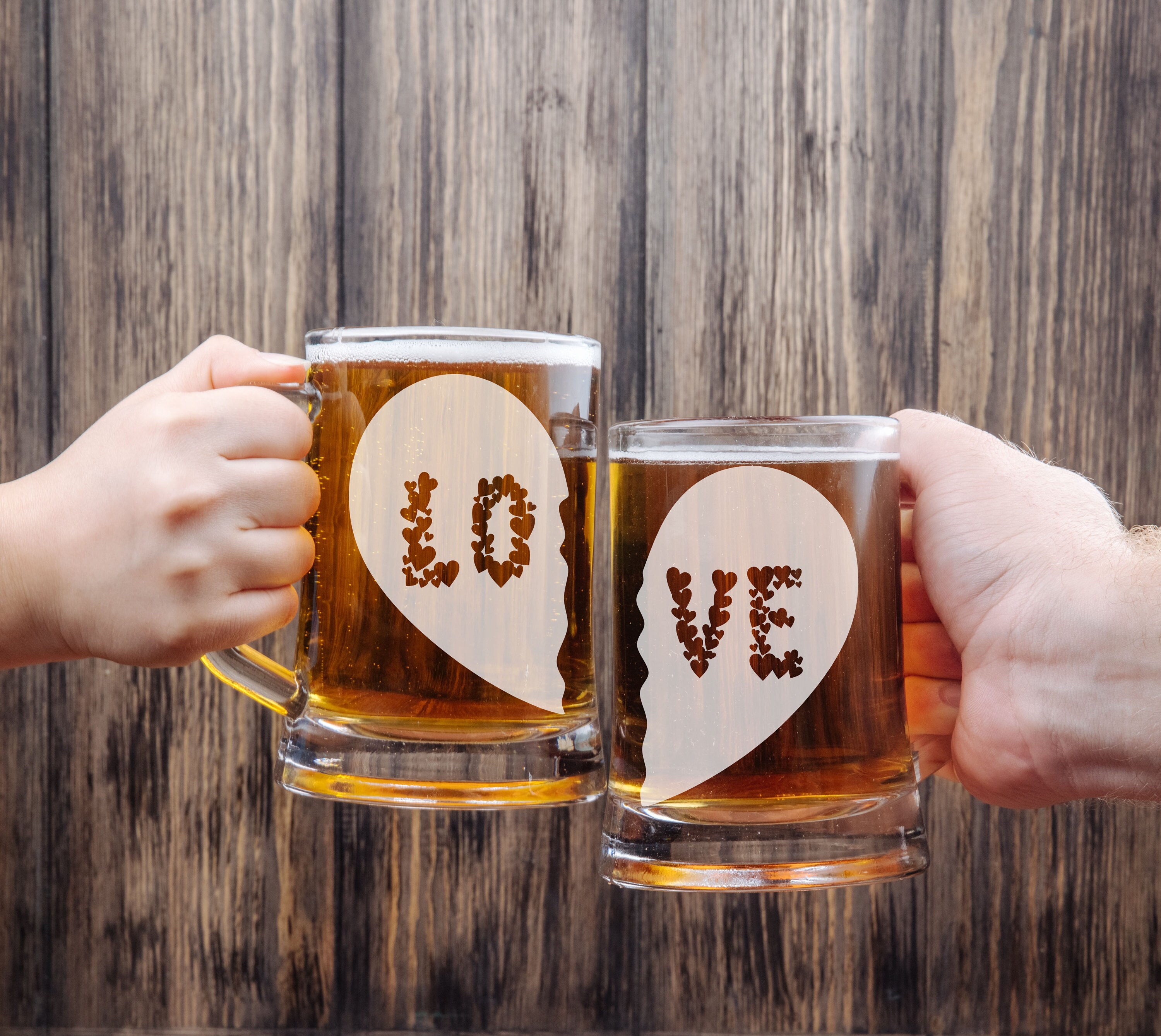 Valentines Day Gift Beer Couples Mugs personalized setHeart Etsy