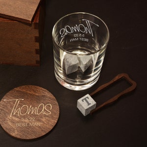 Groomsmen Gifts Personalized Whiskey Glasses in Wooden Barrel Groomsmen Proposal, Best Man Gift, Officiant, Usher Gift, Gift for Groomsmen image 5
