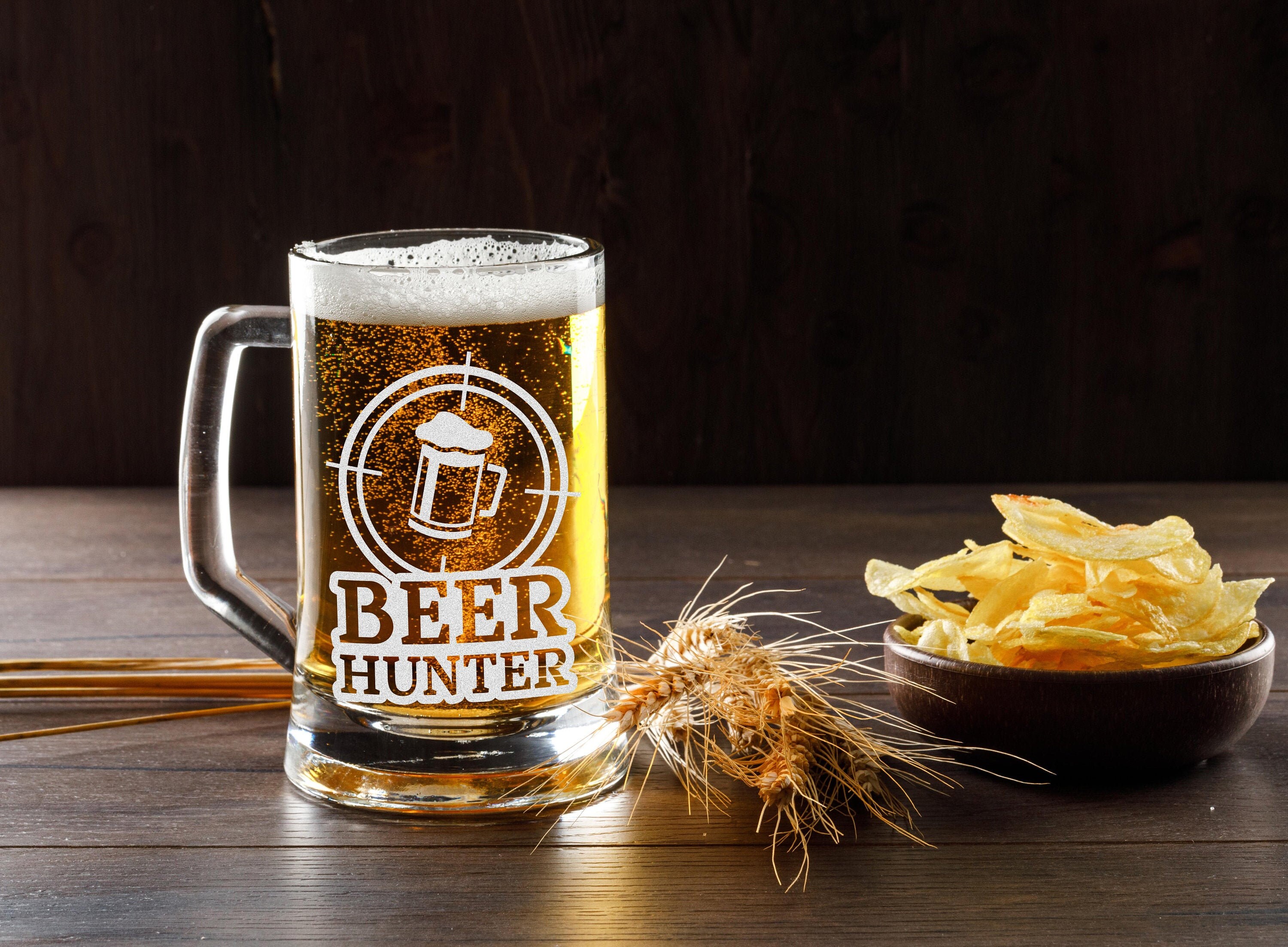 Beer Hunter Beer Mug Personalize Glass Gift for Hunter Man Etsy