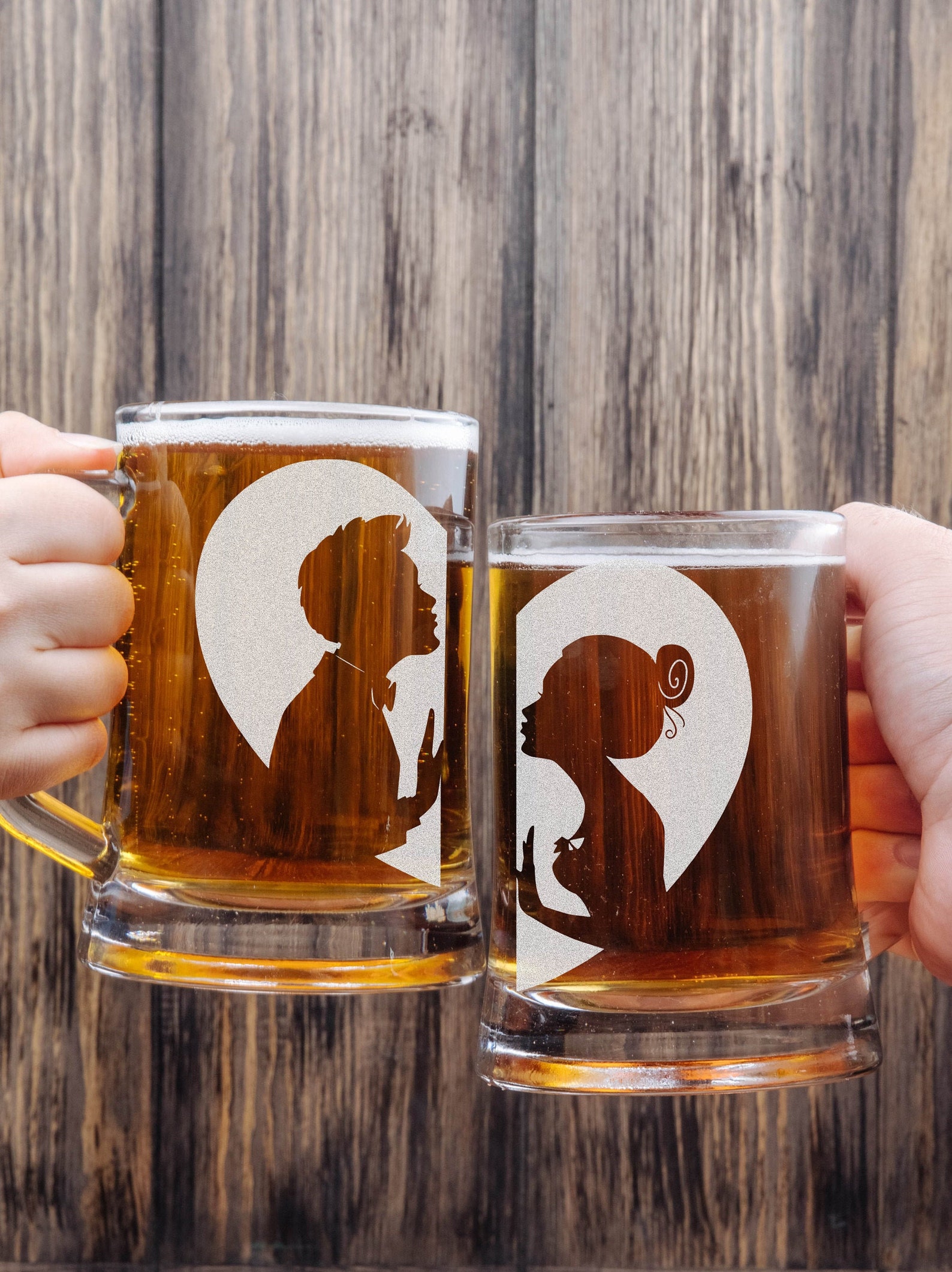 Couples Mugs Beer personalized set Heart Valentines Day Etsy