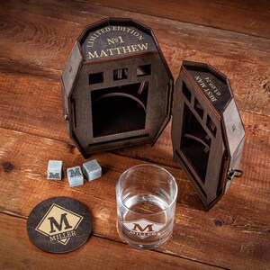 Groomsmen Gifts Personalized Whiskey Glasses in Wooden Barrel, Groomsman Proposal Box, Exclusive Gift by KitchenBarStore, Best Man Gift