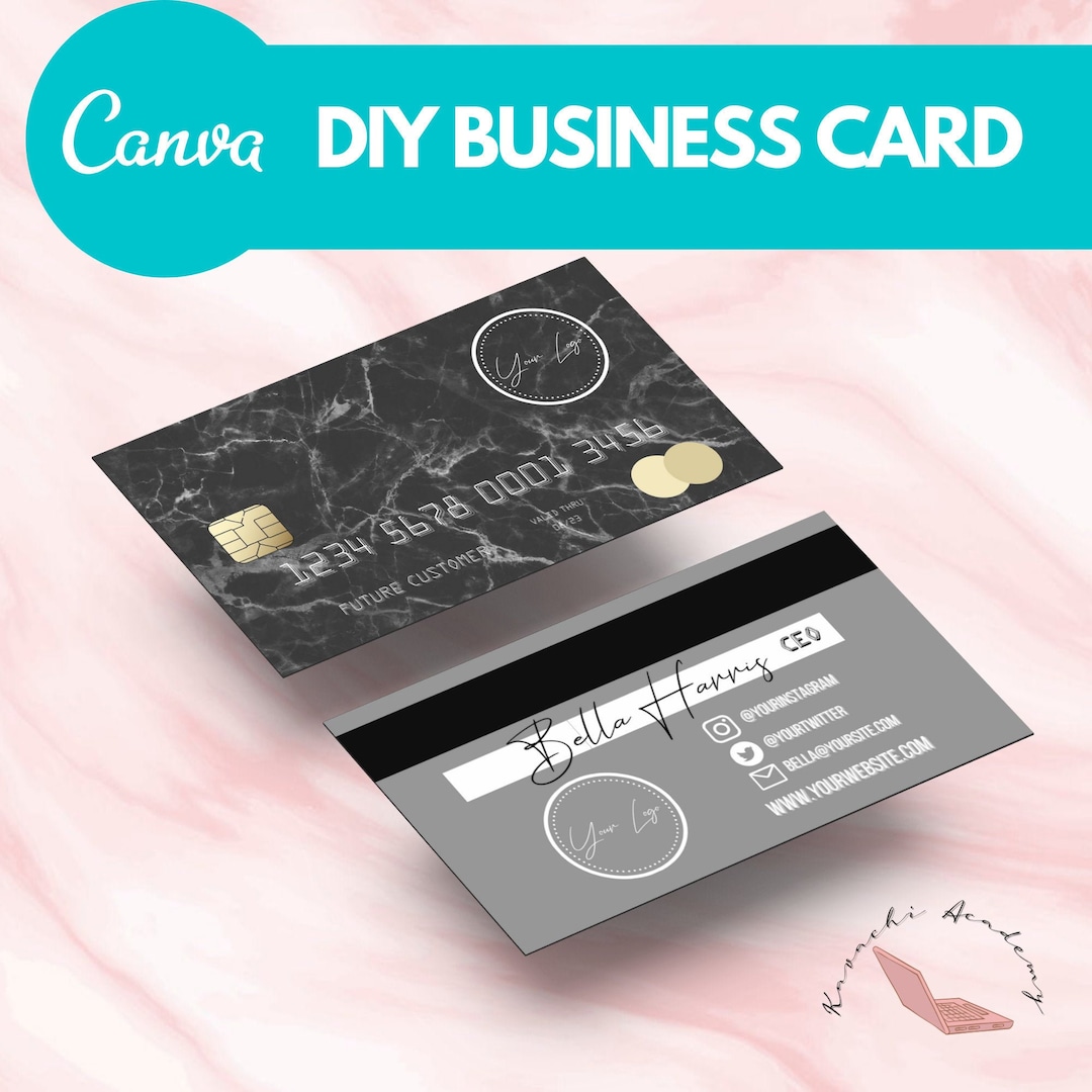 DIY Simple Black Marble Credit Card Business Card Template Etsy