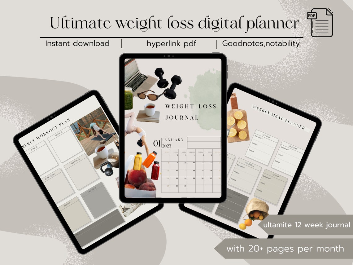 Weight Loss Journal Goodnotes Digital Weight Loss Tracker Etsy