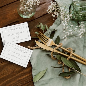 IJsbreker. IJsbrekerkaarten voor bruiloften, feesten, evenementen. Tafel spellen. Tafelijsbrekerkaarten.