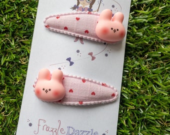 Pinzas para el pelo para niños pequeños, conejito rosa, pares de 50 mm
