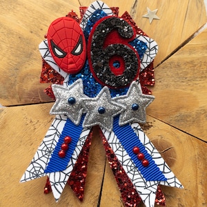 Embellished Birthday Badge: Web Slinger Party Rosette