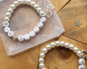 Personalised Big Sister Pearl Bracelet: New Sibling Gift
