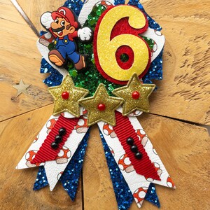 Super Mario Birthday Badge: Embellished Party Rosette