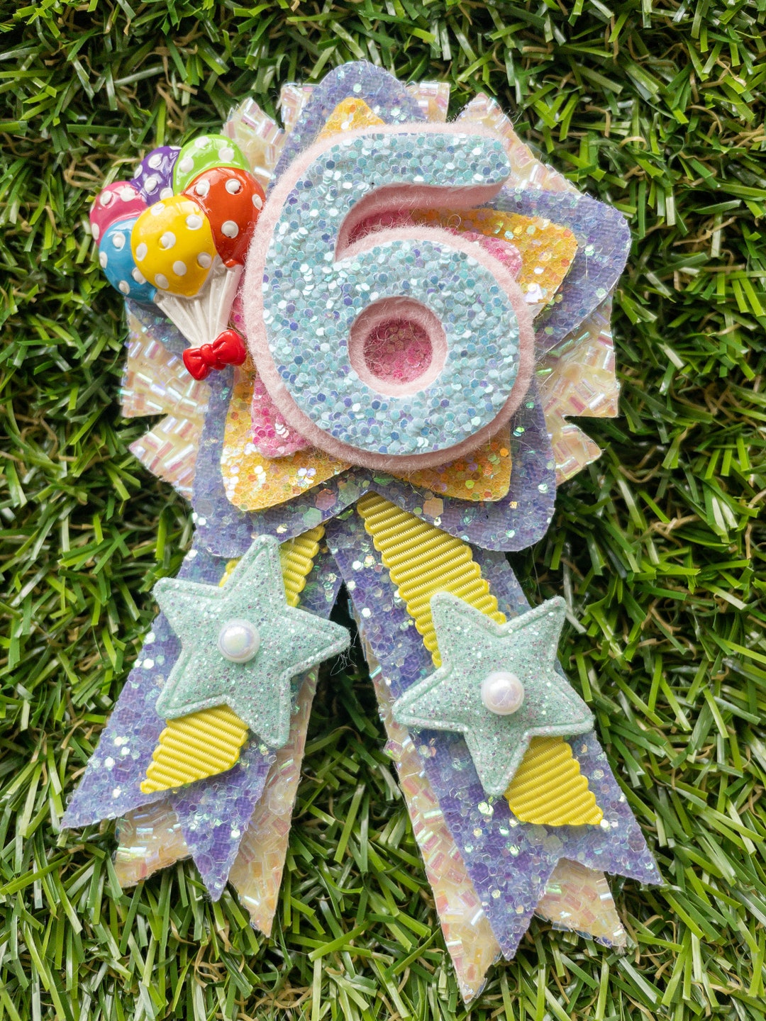 Embellished Balloon Birthday Rosette Badge, Birthday Badge - Etsy UK
