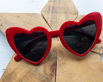 Red Heart Shaped Sunglasses: Novelty Festival Sunglasses