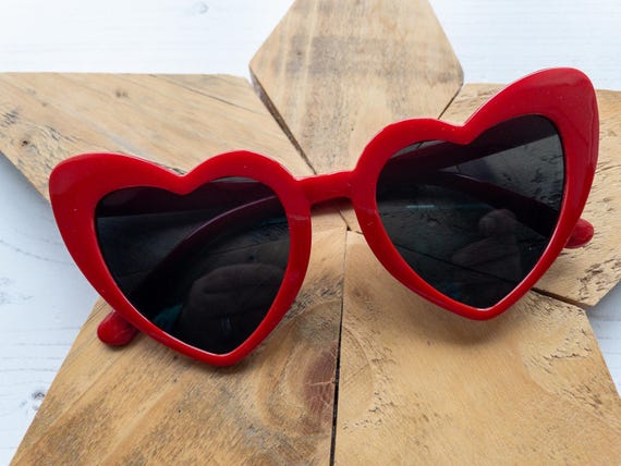 Red Heart Shaped Sunglasses: Novelty Festival Sunglasses