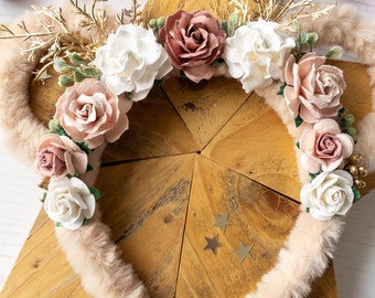 Diadema con orejas de osito de peluche: flores de morera