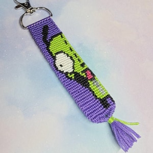 GIR Invader Zim Keychain | Handwoven Friendship Bracelet Style GIR Invader Zim Keychain