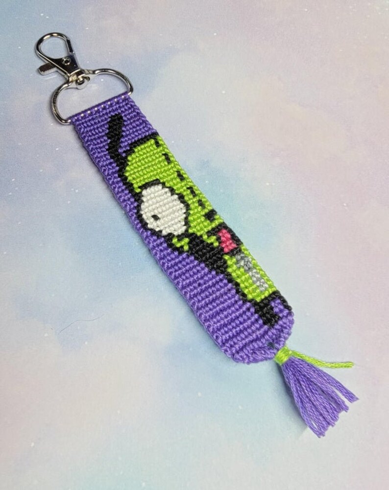 GIR Invader Zim Keychain | Handwoven Friendship Bracelet Style GIR ...