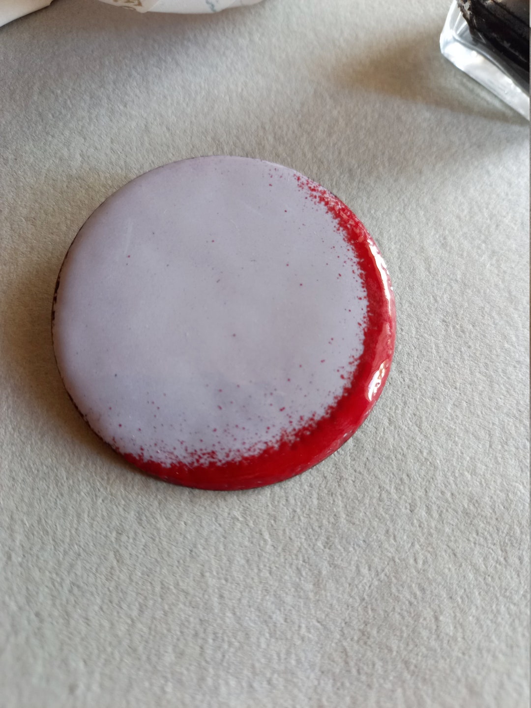 Broche Vintage En émail Grand Feu Sur Cuivre – Dimensions 40x22mm – Artisanat D’art, Occasion