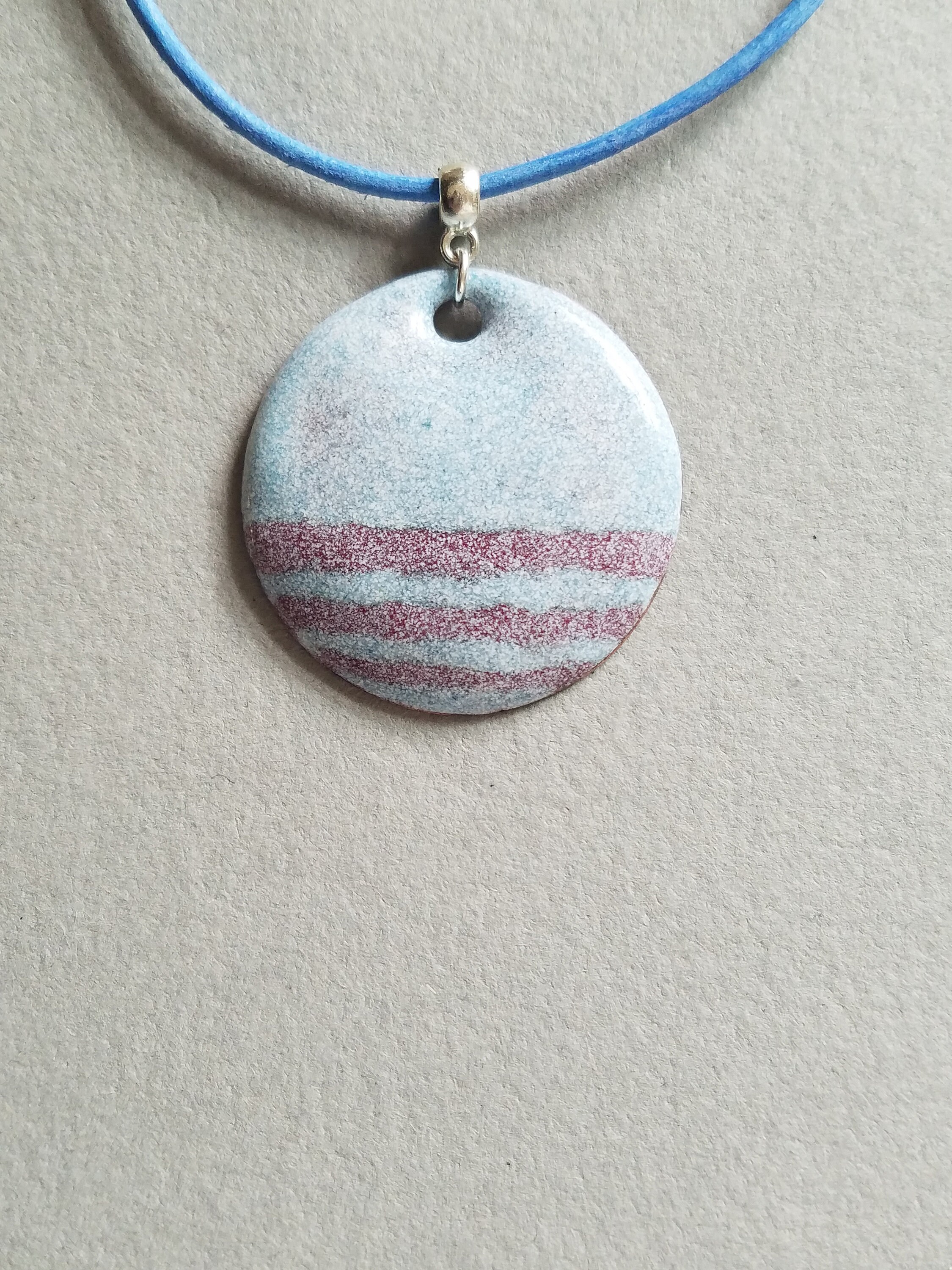 Collier émaillé Bleu Sur Cuivre Doré - Signé Limoges, Occasion, Style Artisanal Et Vintage, Pièce Unique