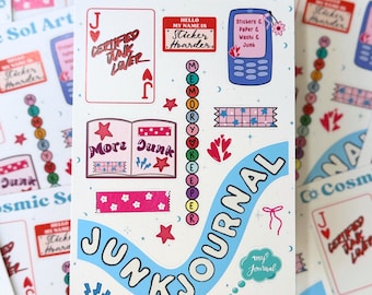Junk Journal Lover Sticker Sheet: Journal Scrapbook Planner Stickers Matte Weatherproof Vinyl