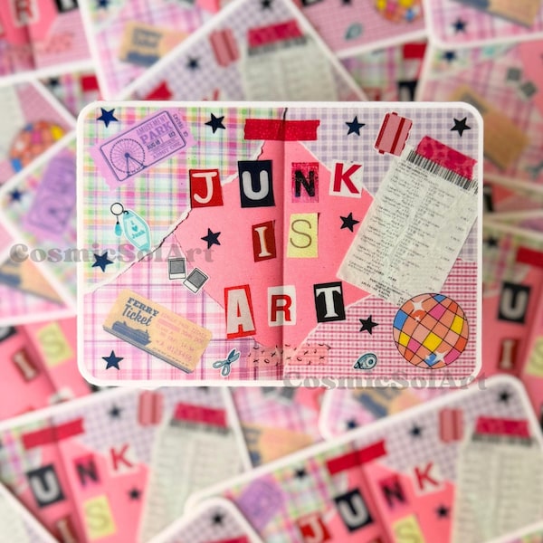 Junk is Art Sticker : Junk Journal Scrapbook Planner Stickers Super Matte Weatherproof Vinyl