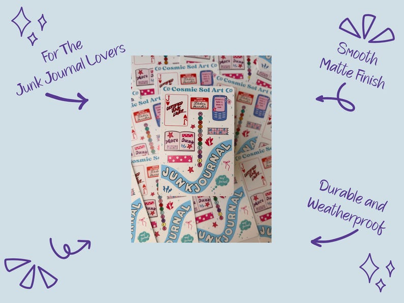 Junk Journal Lover Sticker Sheet: Journal Scrapbook Planner Stickers ...