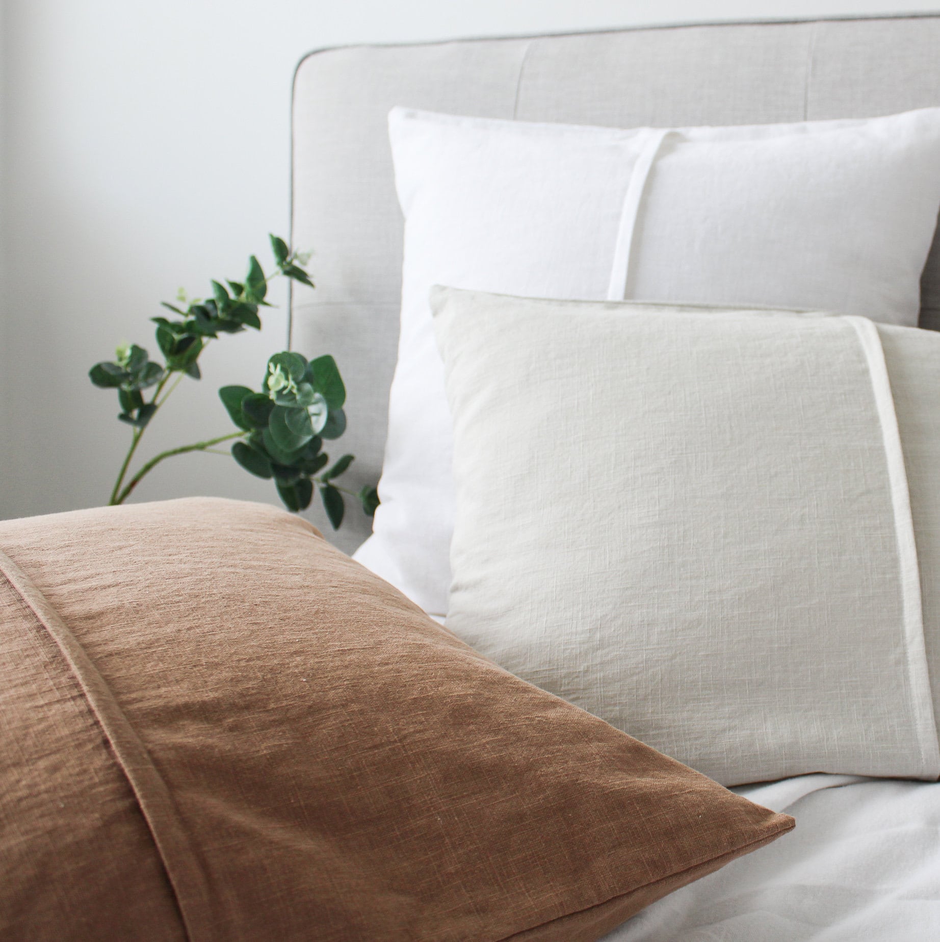 Natural Linen, Square Cushion Cover, Seam Front Style sloane Square