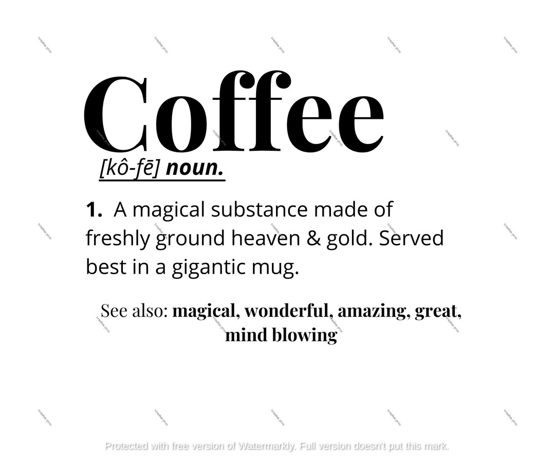Coffee Definition SVG Cut File Commercial Use Instant Etsy