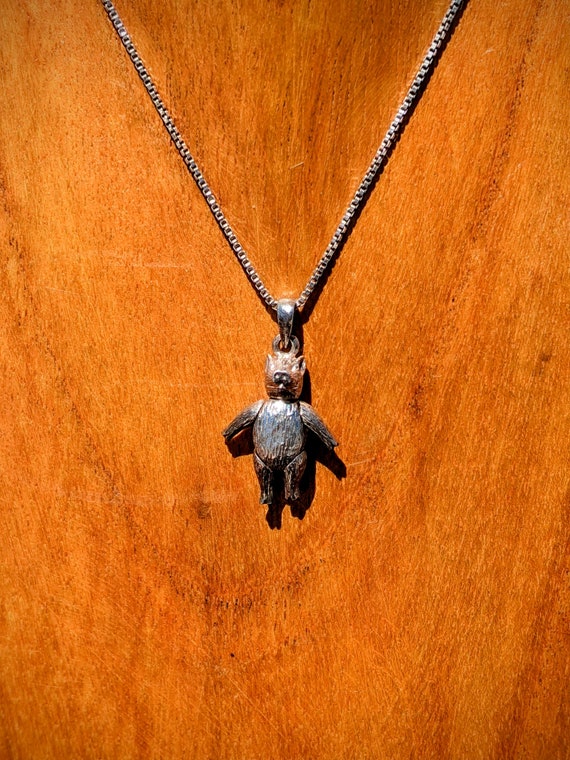 Articulated Solid Sterling Silver Pig Pendant Nec… - image 2