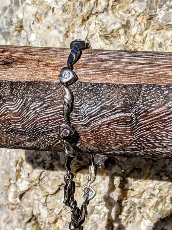 Diamond Heart Bracelet, Sterling Silver 925 - image 4