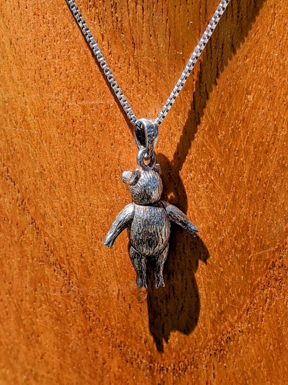 Articulated Solid Sterling Silver Pig Pendant Nec… - image 4