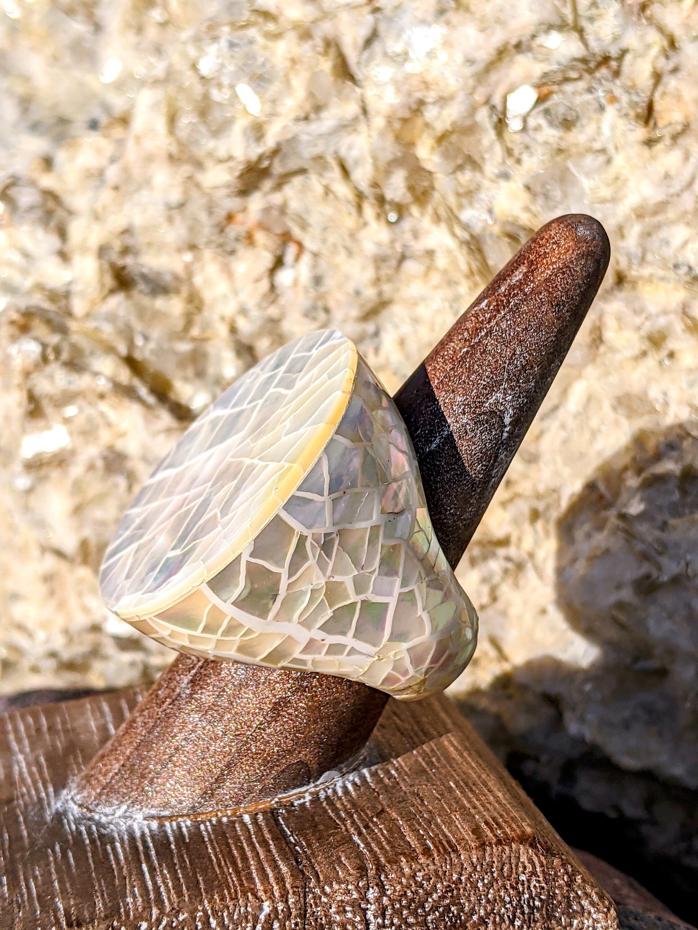 Multiple Mother of Pearl Mosaic Inlay Rings Made in Thailand Etsy