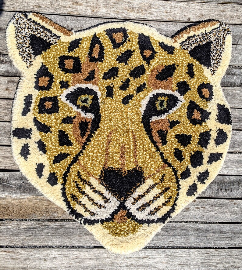 Eastern Indian Hand-tufted Leopard Face Shaped Accent Rug/mat - Etsy