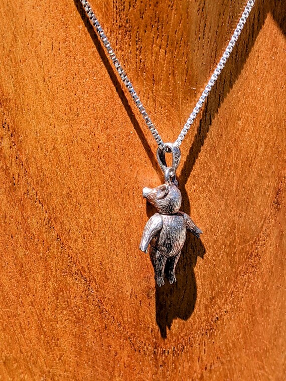 Articulated Solid Sterling Silver Pig Pendant Nec… - image 5