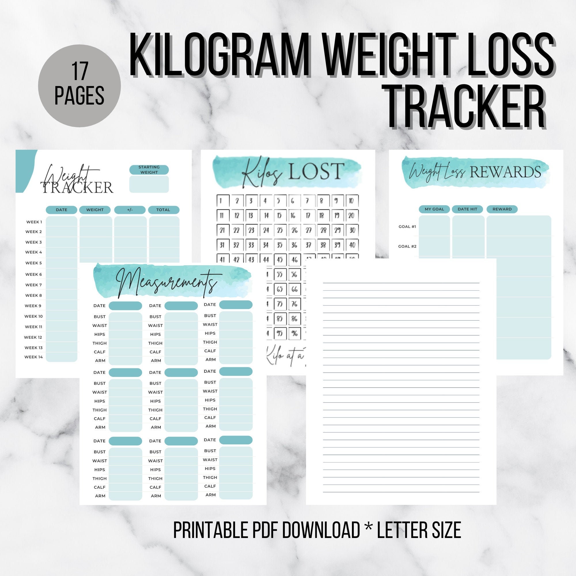 Printable Kilogram Weight Loss Tracker Kilo Digital Health Etsy