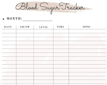 Blood Sugar Log Printable,Blood Sugar Reading Tracker,Blood Glucose Tracker,Diabetes Printable,PDF,Instant download
