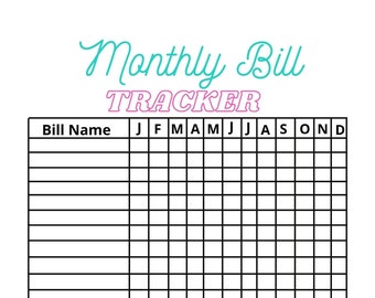 Monthly Bill Payment Tracker, Bill Payment Checklist, Payment Tracker, Utility Log, pdf, instant download