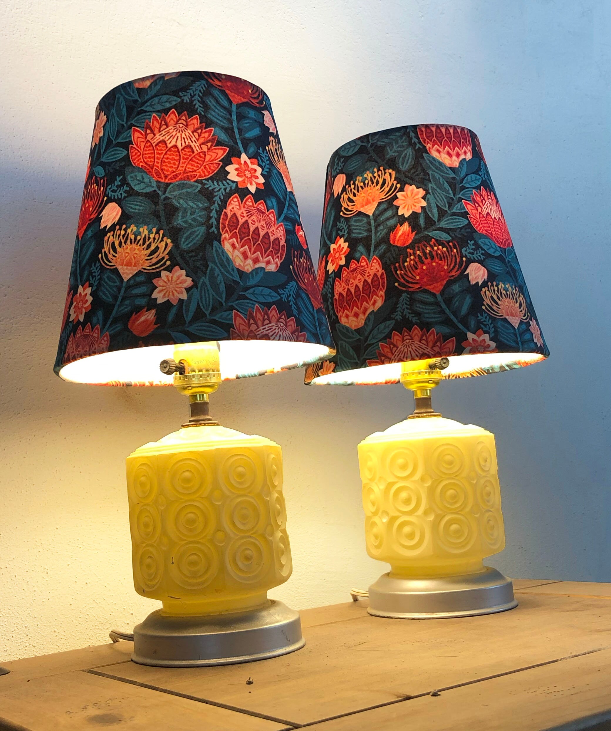 Small Table Lamp Shade or Bedside Lamp Shade Blue Floral Etsy