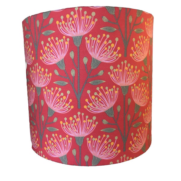 Pink, Orange, Green Eucalyptus Flowers | Drum Lamp Shade | FREE Shipping over 35.00