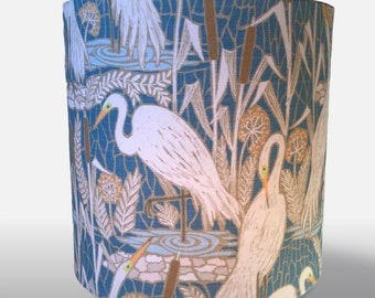 Cranes | Blue | Drum Lamp Shade for Table Lamp or Hanging Pendant| FREE Shipping over 35.00