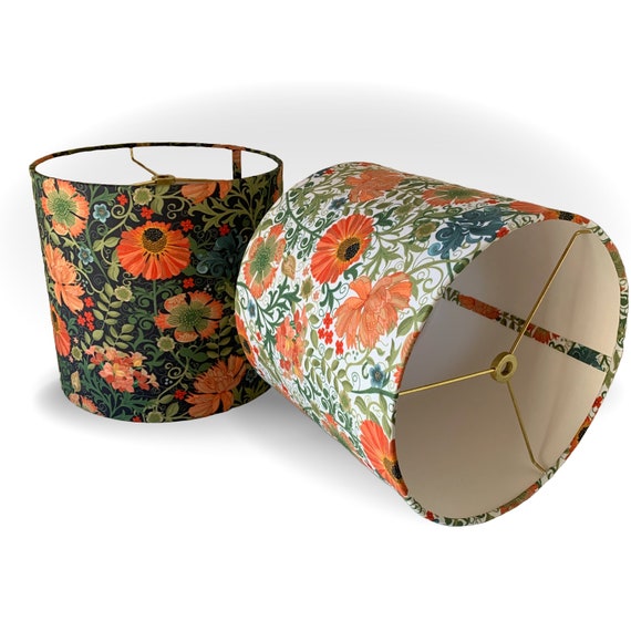 Art Nouveau Floral Lamp Shade: Le Jardin, White or Navy
